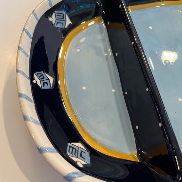 Dreidel Designs on 3-part Divided Ceramic Dish - Picture 2 of 7